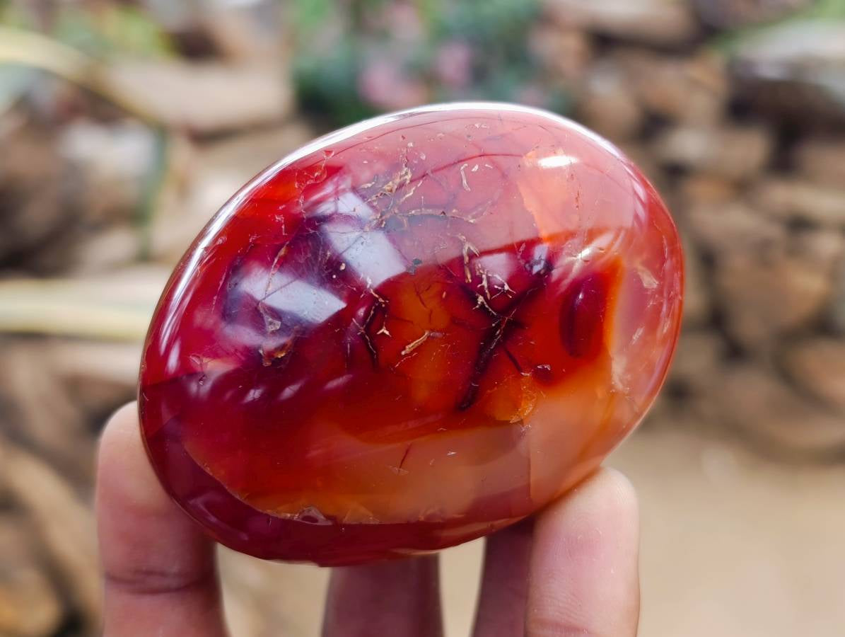 Polished Carnelian Agate Gemstone Galets x 6 From Madagascar - Toprock Gemstones and Minerals 