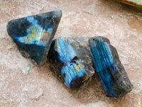 Polished On One Side Labradorite x 35 From Tulear, Madagascar