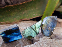 Polished On One Side Labradorite x 35 From Tulear, Madagascar