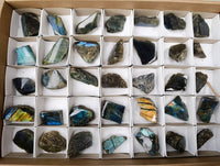 Polished On One Side Labradorite x 35 From Tulear, Madagascar