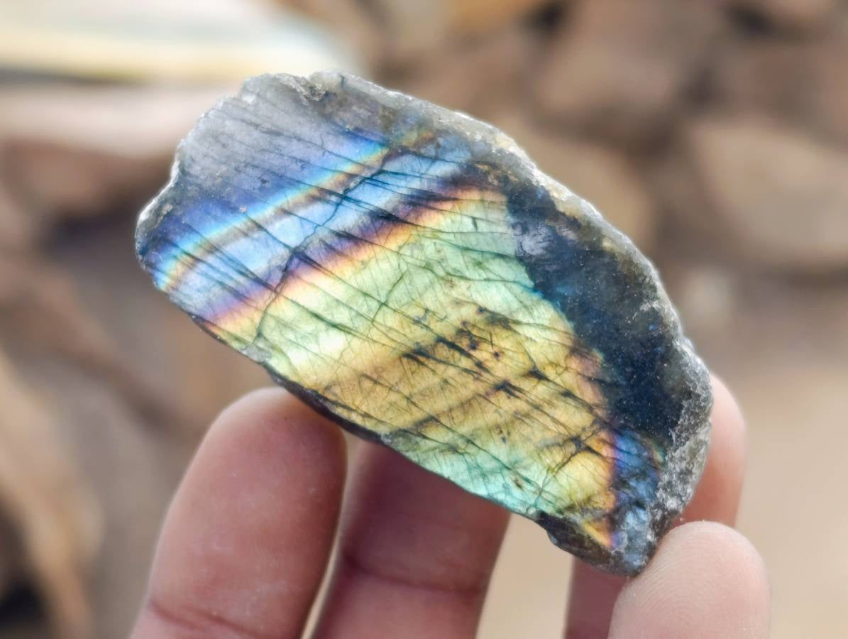 Polished On One Side Labradorite x 35 From Tulear, Madagascar - Toprock Gemstones and Minerals 