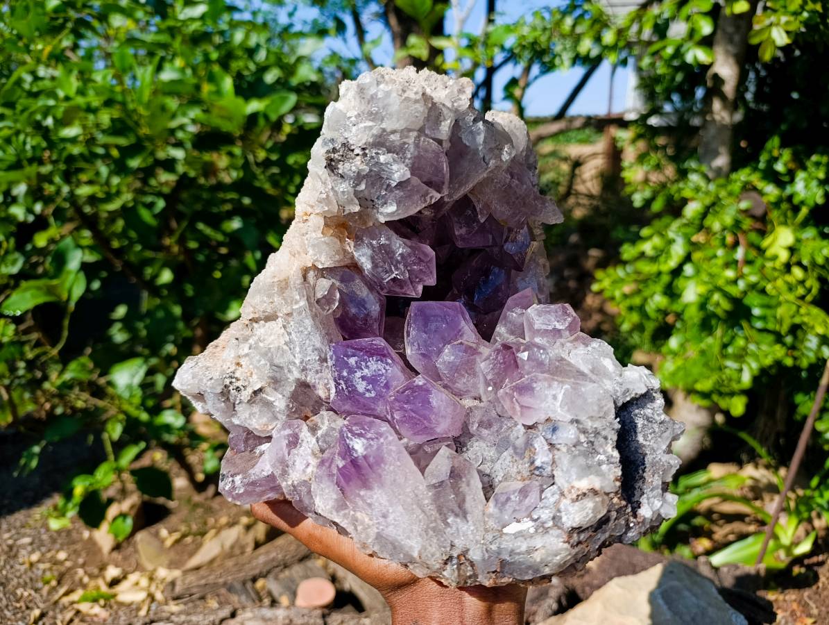 Natural Jacaranda Amethyst Quartz Crystal Geode x 1 From Mumbwa, Zambia - Toprock Gemstones and Minerals 