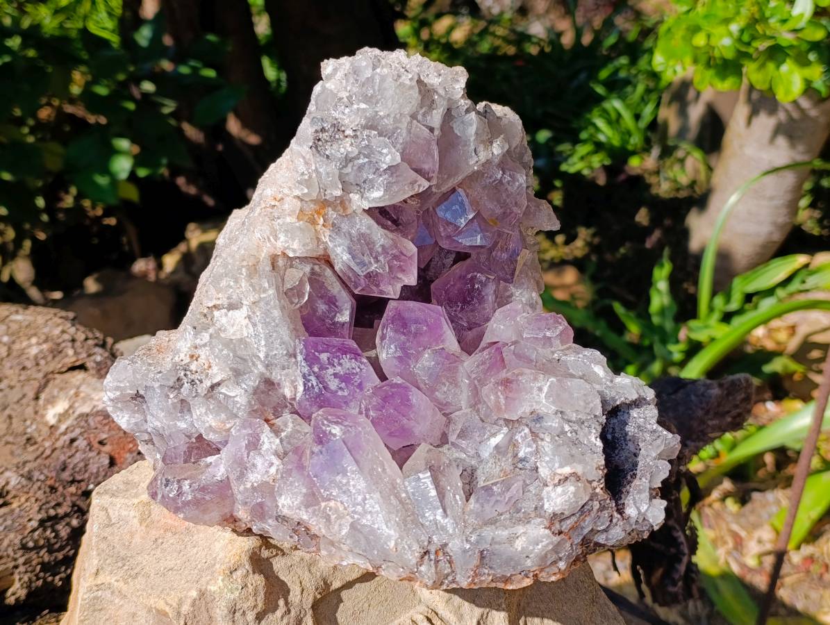 Natural Jacaranda Amethyst Quartz Crystal Geode x 1 From Mumbwa, Zambia - Toprock Gemstones and Minerals 