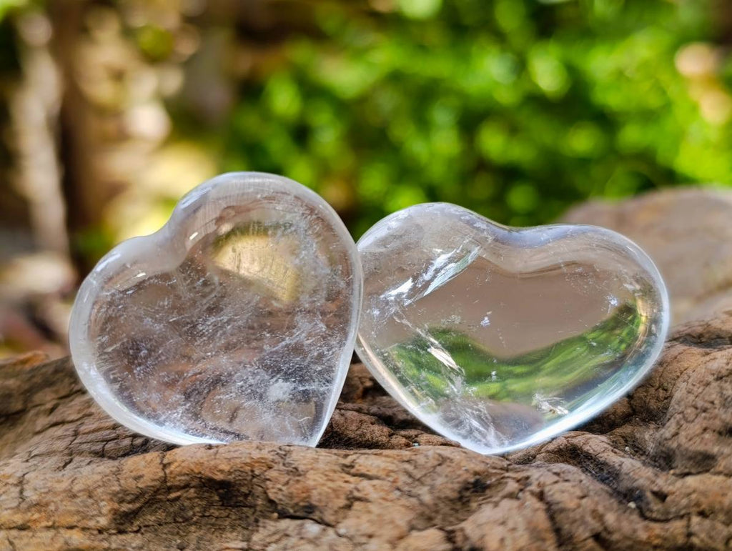 Polished Clear Quartz Crystal Hearts x 20 From Madagascar - Toprock Gemstones and Minerals 