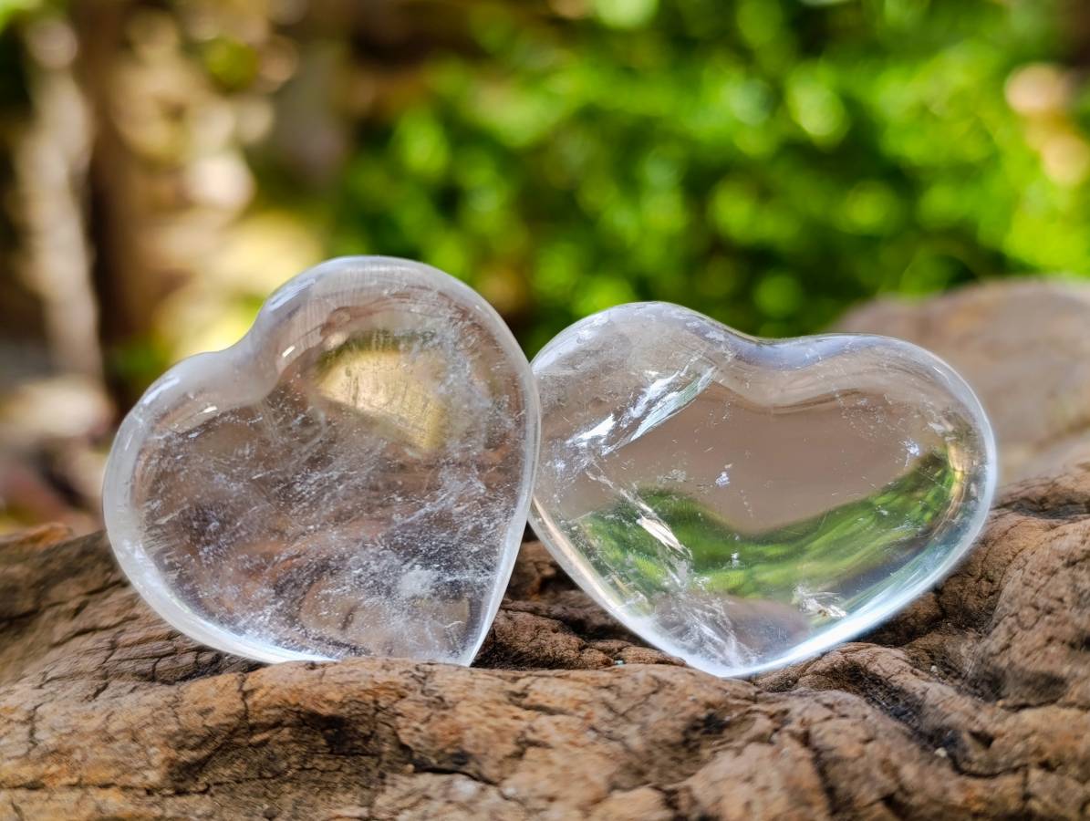 Polished Clear Quartz Crystal Hearts x 20 From Madagascar - Toprock Gemstones and Minerals 