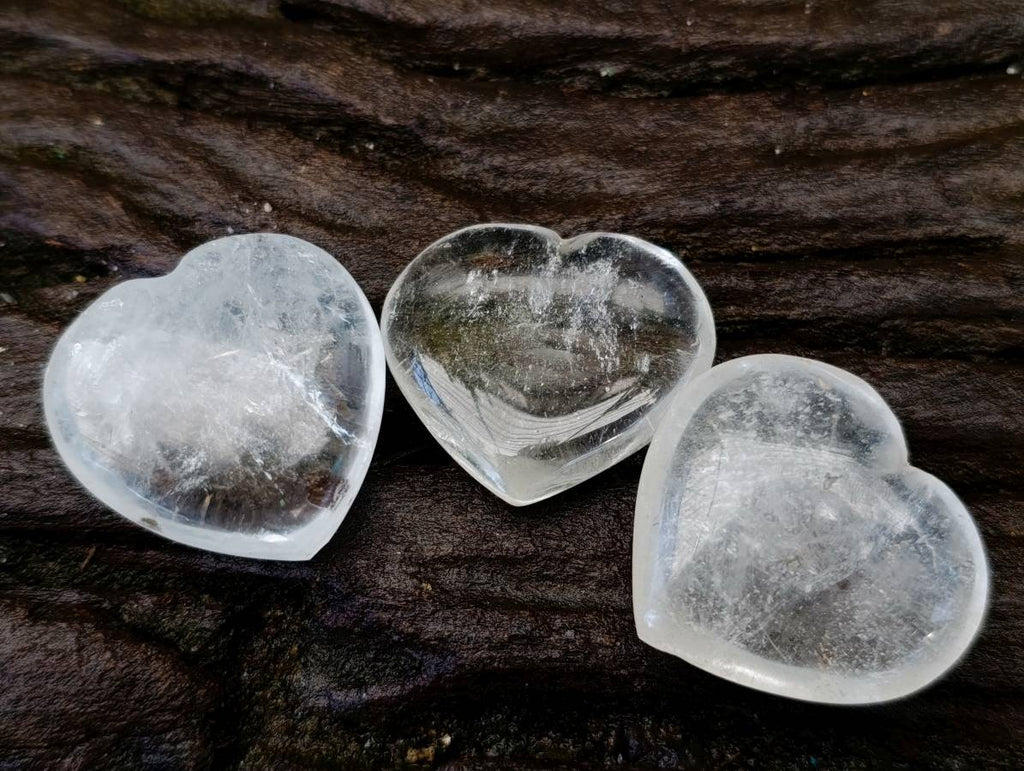 Polished Clear Quartz Crystal Hearts x 20 From Madagascar - Toprock Gemstones and Minerals 