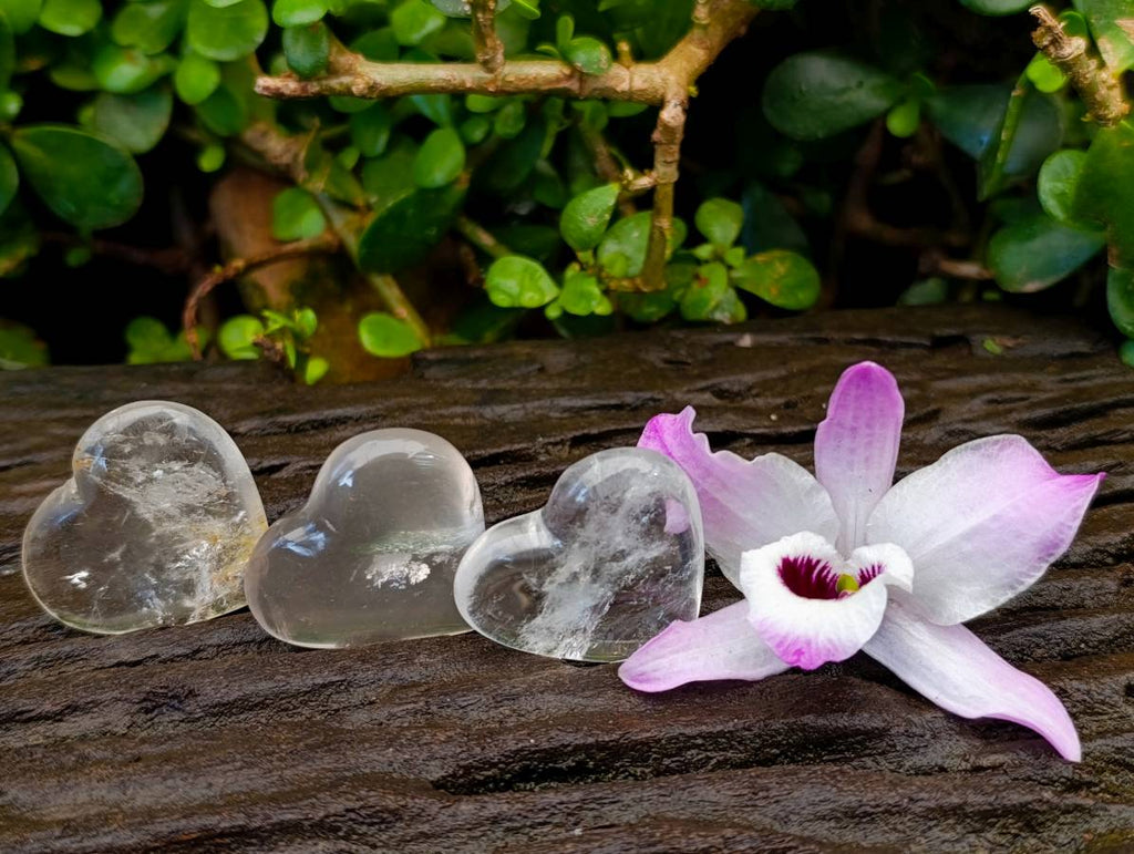 Polished Clear Quartz Crystal Hearts x 20 From Madagascar - Toprock Gemstones and Minerals 