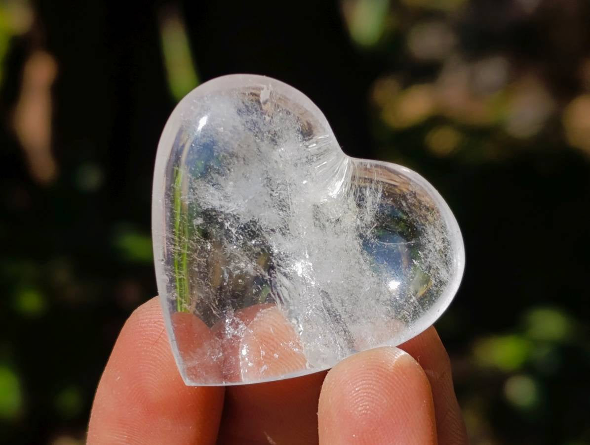 Polished Clear Quartz Crystal Hearts x 20 From Madagascar - Toprock Gemstones and Minerals 