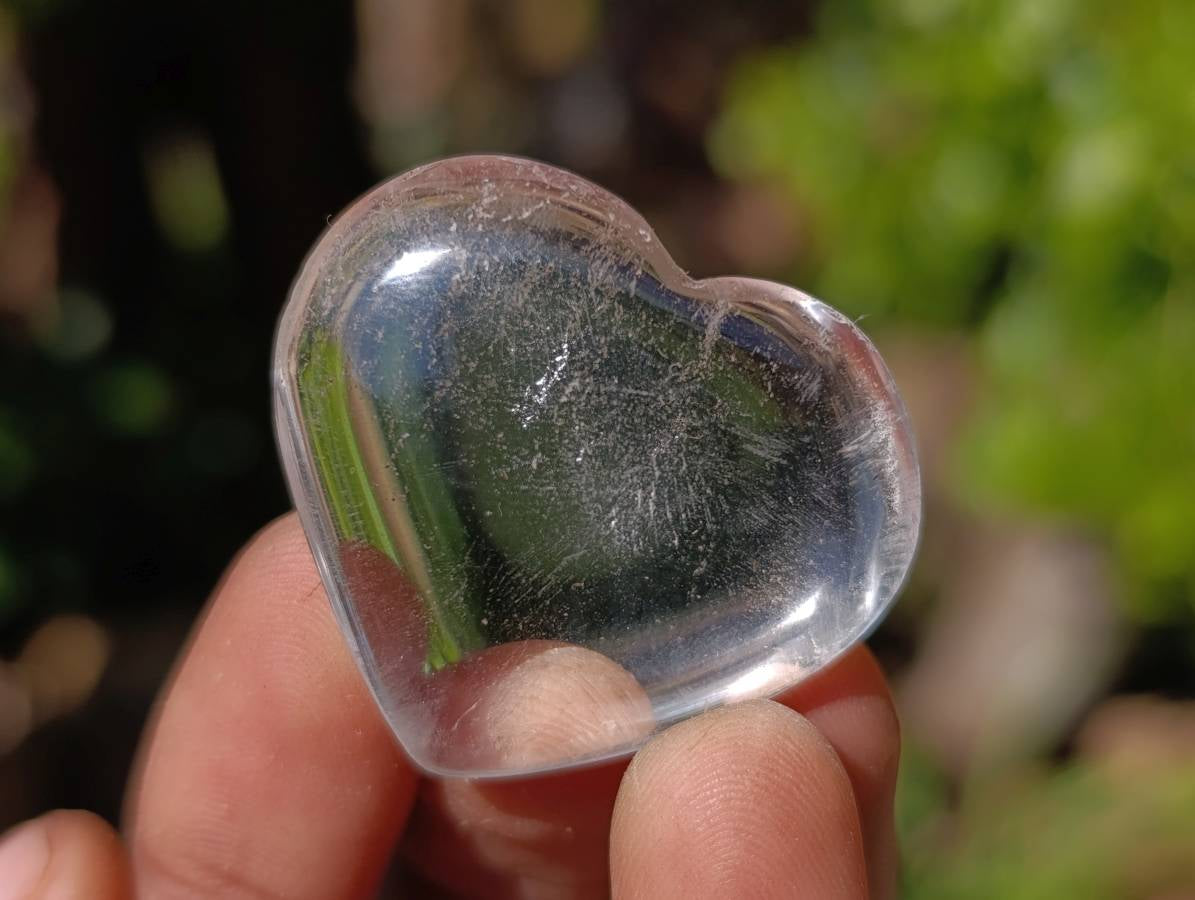 Polished Clear Quartz Crystal Hearts x 20 From Madagascar - Toprock Gemstones and Minerals 
