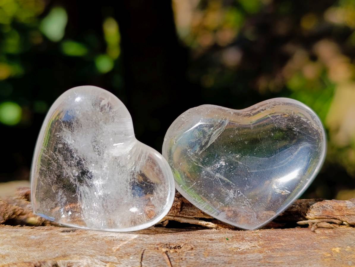 Polished Clear Quartz Crystal Hearts x 20 From Madagascar - Toprock Gemstones and Minerals 