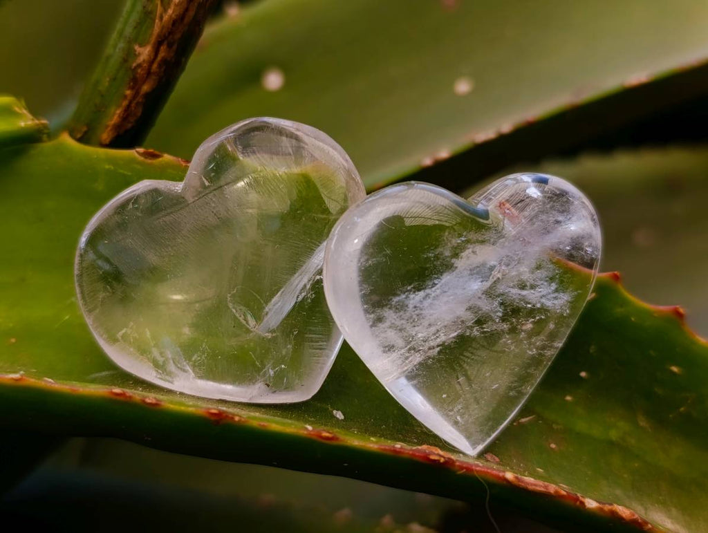 Polished Clear Quartz Crystal Hearts x 20 From Madagascar - Toprock Gemstones and Minerals 