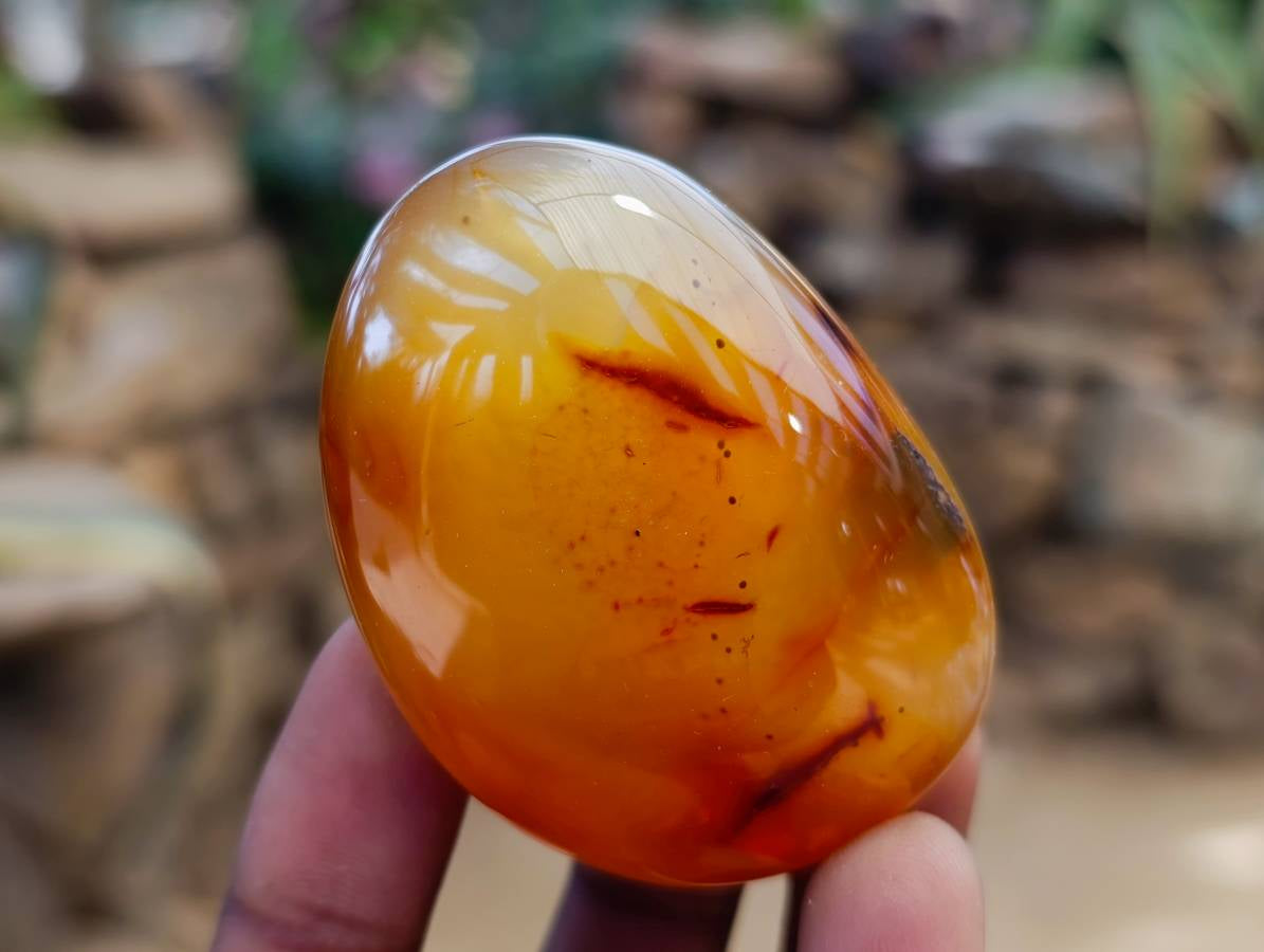 Polished Carnelian Agate Gemstone Galets x 12 From Madagascar - Toprock Gemstones and Minerals 