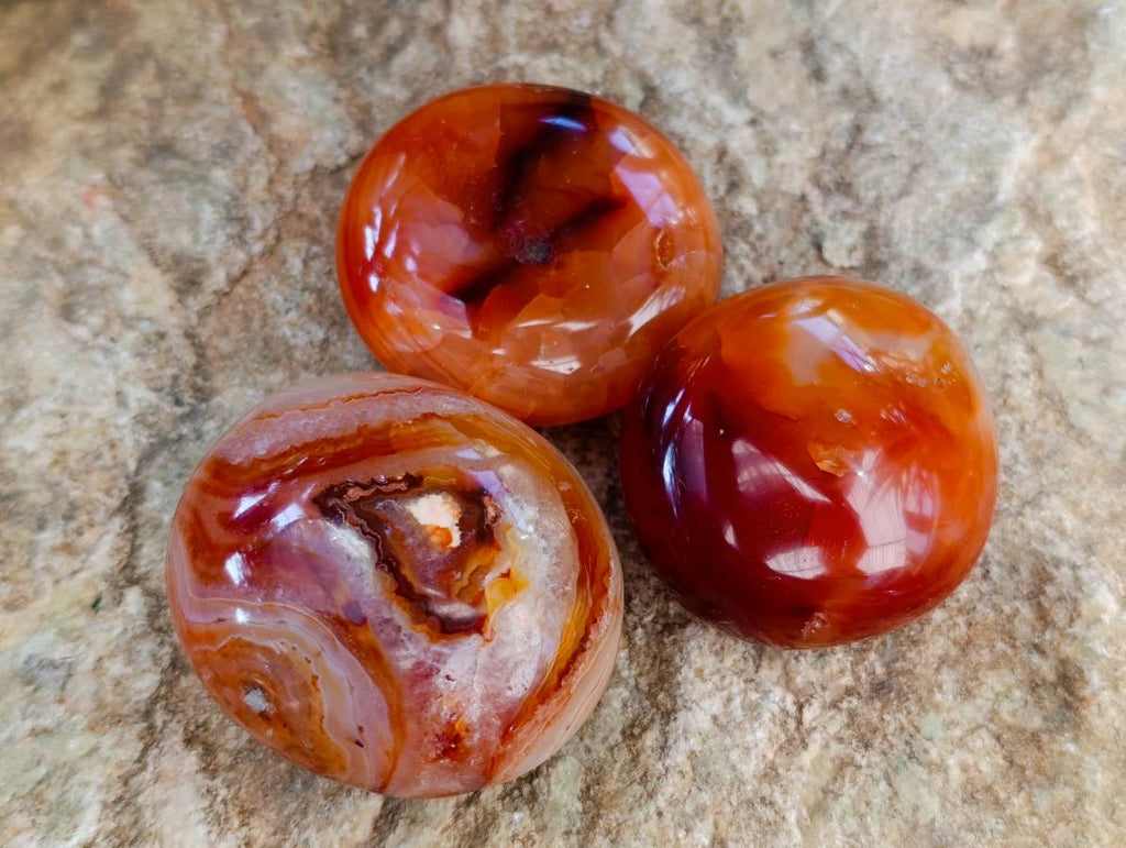 Polished Carnelian Agate Gemstone Galets x 12 From Madagascar - Toprock Gemstones and Minerals 