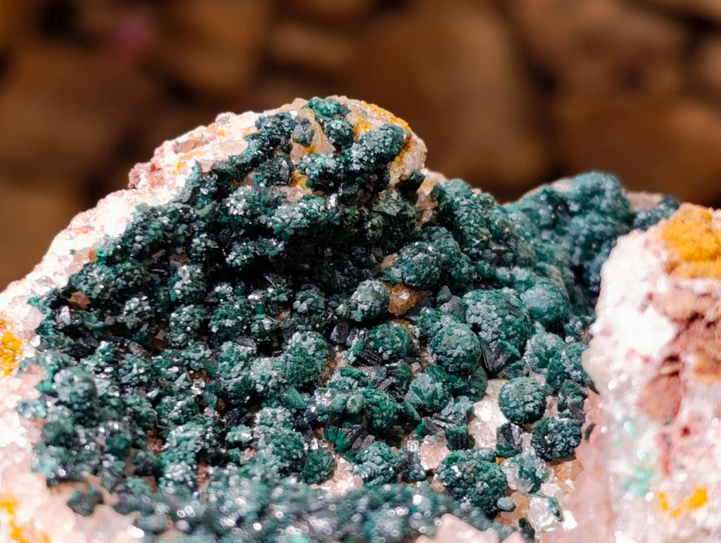 Natural Ball Malachite and Drusy Quartz On Dolomite Matrix Specimen x 1 From Kambove, Congo - Toprock Gemstones and Minerals 