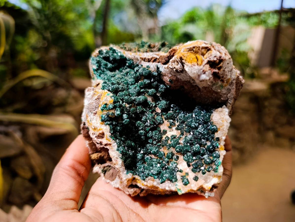 Natural Ball Malachite and Drusy Quartz On Dolomite Matrix Specimen x 1 From Kambove, Congo - Toprock Gemstones and Minerals 