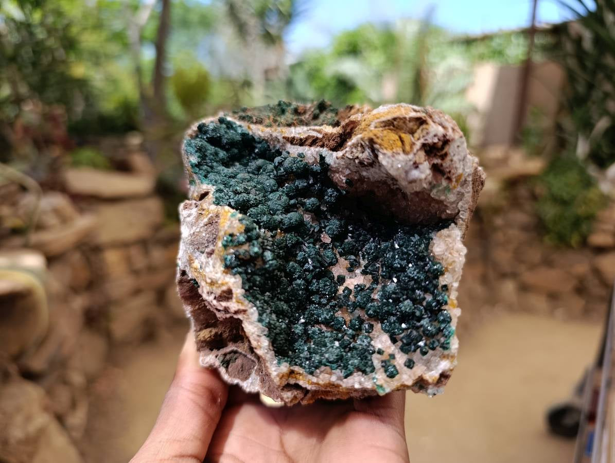 Natural Ball Malachite and Drusy Quartz On Dolomite Matrix Specimen x 1 From Kambove, Congo - Toprock Gemstones and Minerals 