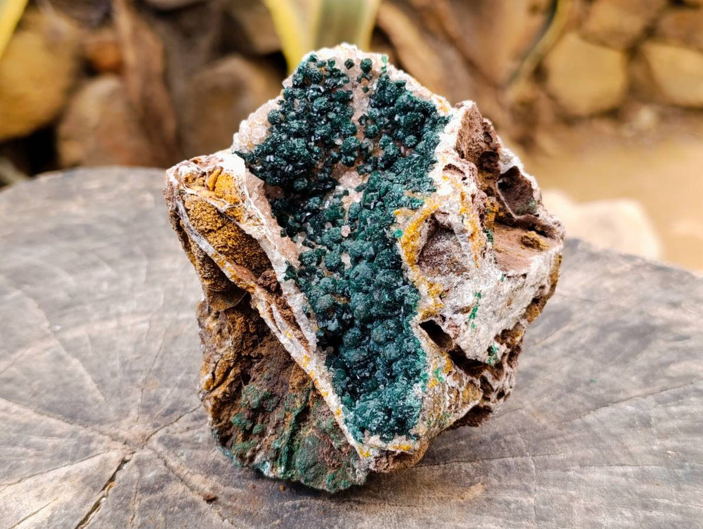 Natural Ball Malachite and Drusy Quartz On Dolomite Matrix Specimen x 1 From Kambove, Congo - Toprock Gemstones and Minerals 