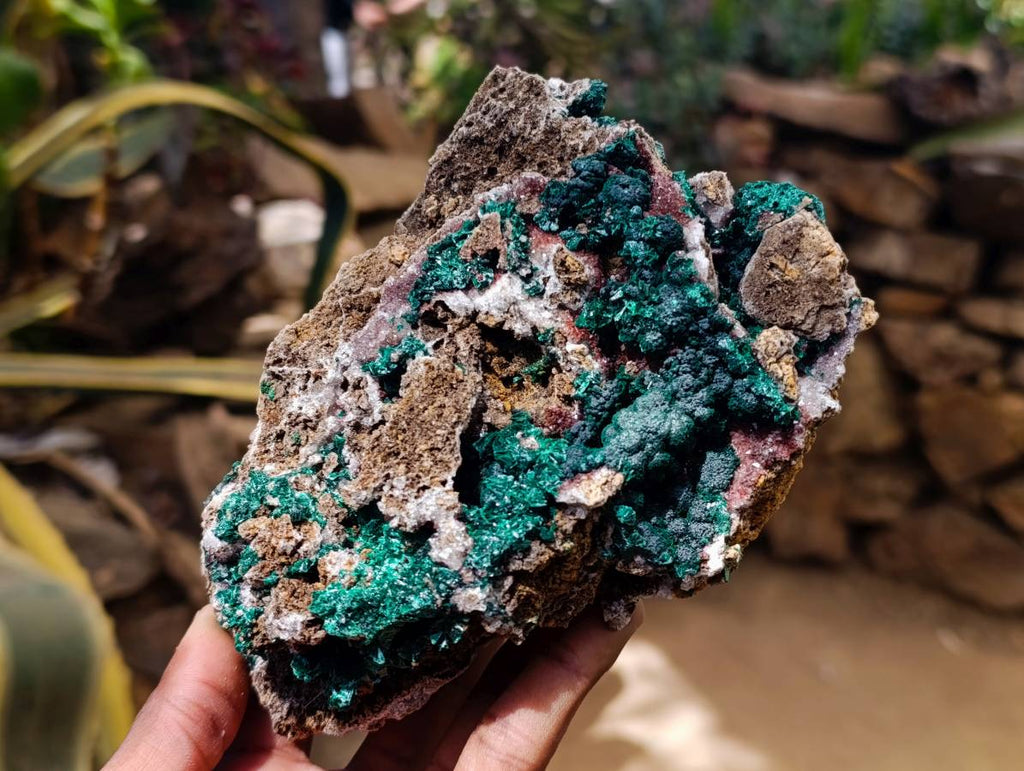 Natural Ball Malachite and Drusy Quartz On Dolomite Matrix Specimen x 1 From Kambove, Congo - Toprock Gemstones and Minerals 