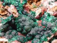 Natural Ball Malachite and Drusy Quartz On Dolomite Matrix Specimen x 1 From Kambove, Congo