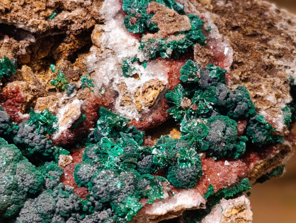Natural Ball Malachite and Drusy Quartz On Dolomite Matrix Specimen x 1 From Kambove, Congo - Toprock Gemstones and Minerals 