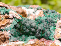 Natural Ball Malachite and Drusy Quartz On Dolomite Matrix Specimen x 1 From Kambove, Congo