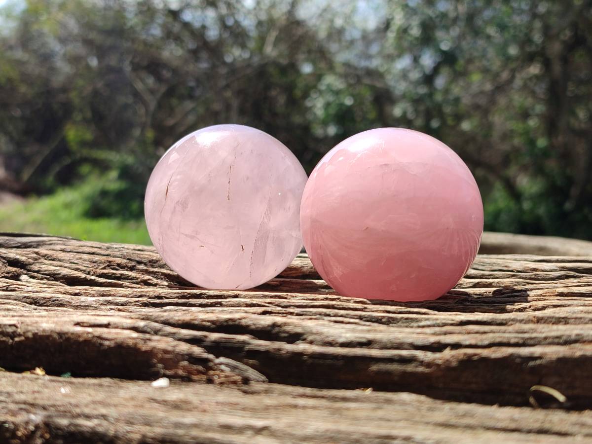 Polished Star Rose Quartz Spheres x 3 From Madagascar - Toprock Gemstones and Minerals 