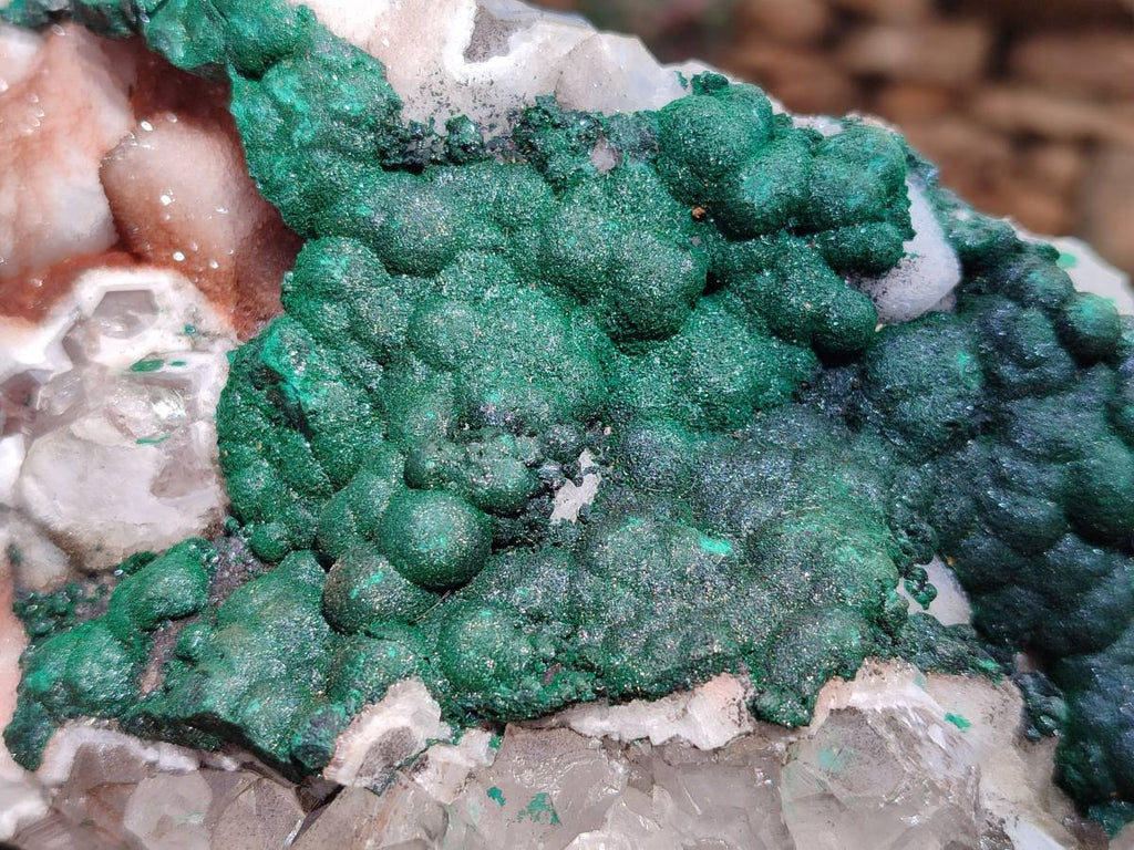 Natural Ball Malachite On Quartz Matrix Specimen x 1 From Kambove, Congo - Toprock Gemstones and Minerals 