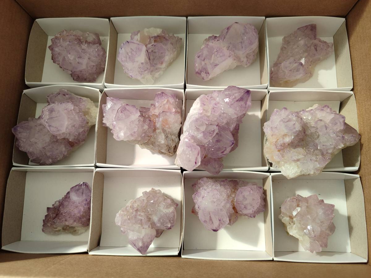 Natural Amethyst Spirit Quartz Clusters x 12 From Boekenhouthoek, South Africa - Toprock Gemstones and Minerals 