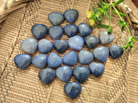 Polished Lazulite Hearts x 35 From Madagascar