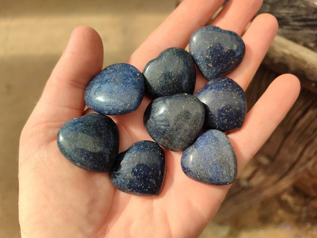 Polished Lazulite Hearts x 35 From Madagascar - Toprock Gemstones and Minerals 