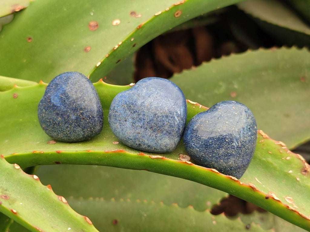 Polished Lazulite Hearts x 35 From Madagascar - Toprock Gemstones and Minerals 