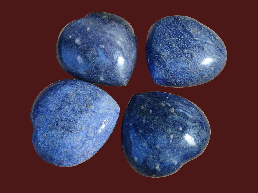 Polished Lazulite Hearts x 35 From Madagascar - Toprock Gemstones and Minerals 
