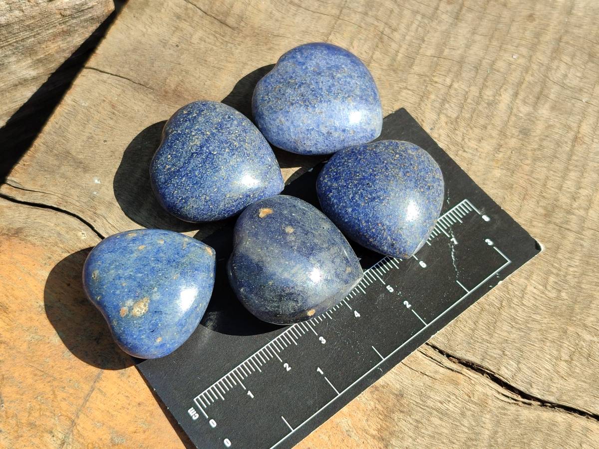 Polished Lazulite Hearts x 35 From Madagascar - Toprock Gemstones and Minerals 