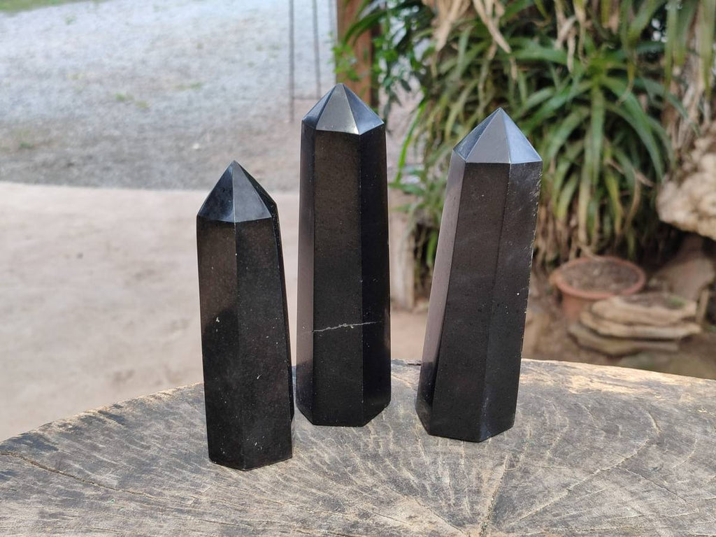 Polished Black Basalt Points x 6 From Madagascar - Toprock Gemstones and Minerals 