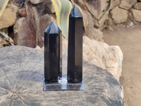 Polished Black Basalt Points x 6 From Madagascar