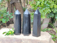 Polished Black Basalt Points x 6 From Madagascar