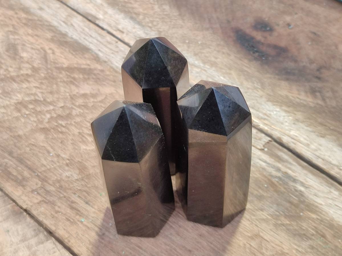 Polished Black Basalt Points x 6 From Madagascar - Toprock Gemstones and Minerals 