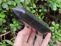 Polished Black Basalt Points x 6 From Madagascar