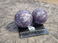 Polished Lepidolite With Pink Rubellite Spheres x 4 From Ambatondrazaka, Madagascar