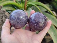 Polished Lepidolite With Pink Rubellite Spheres x 4 From Ambatondrazaka, Madagascar