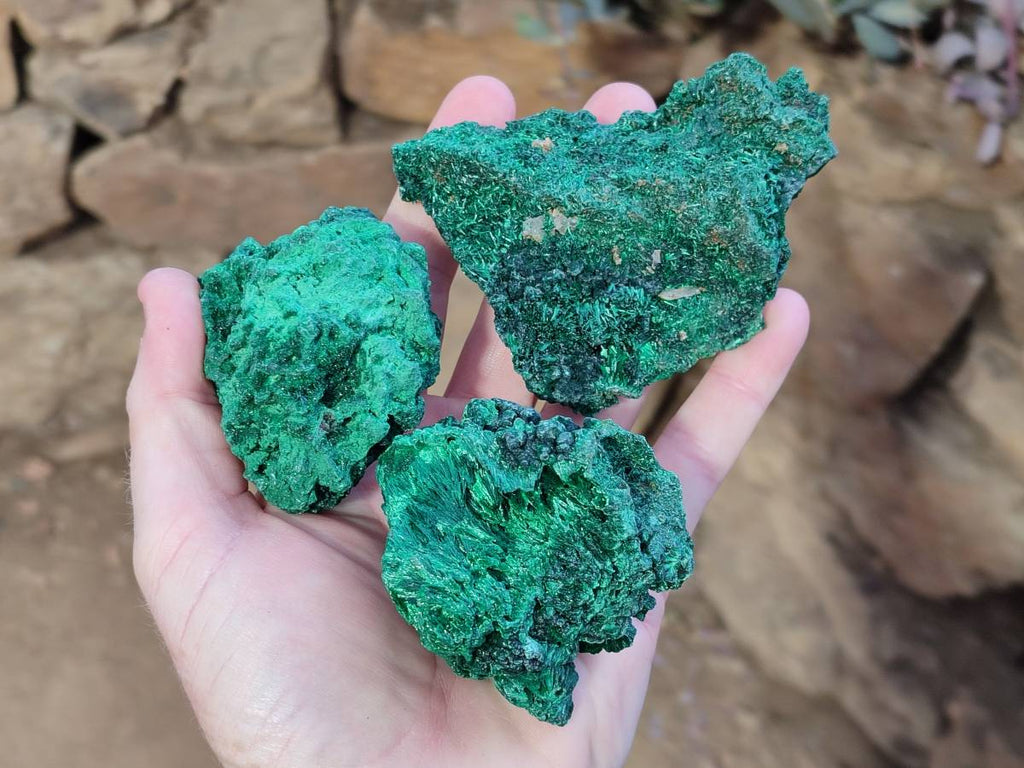 Natural Silky Malachite Specimens x 6 From Kasompe, Congo - Toprock Gemstones and Minerals 