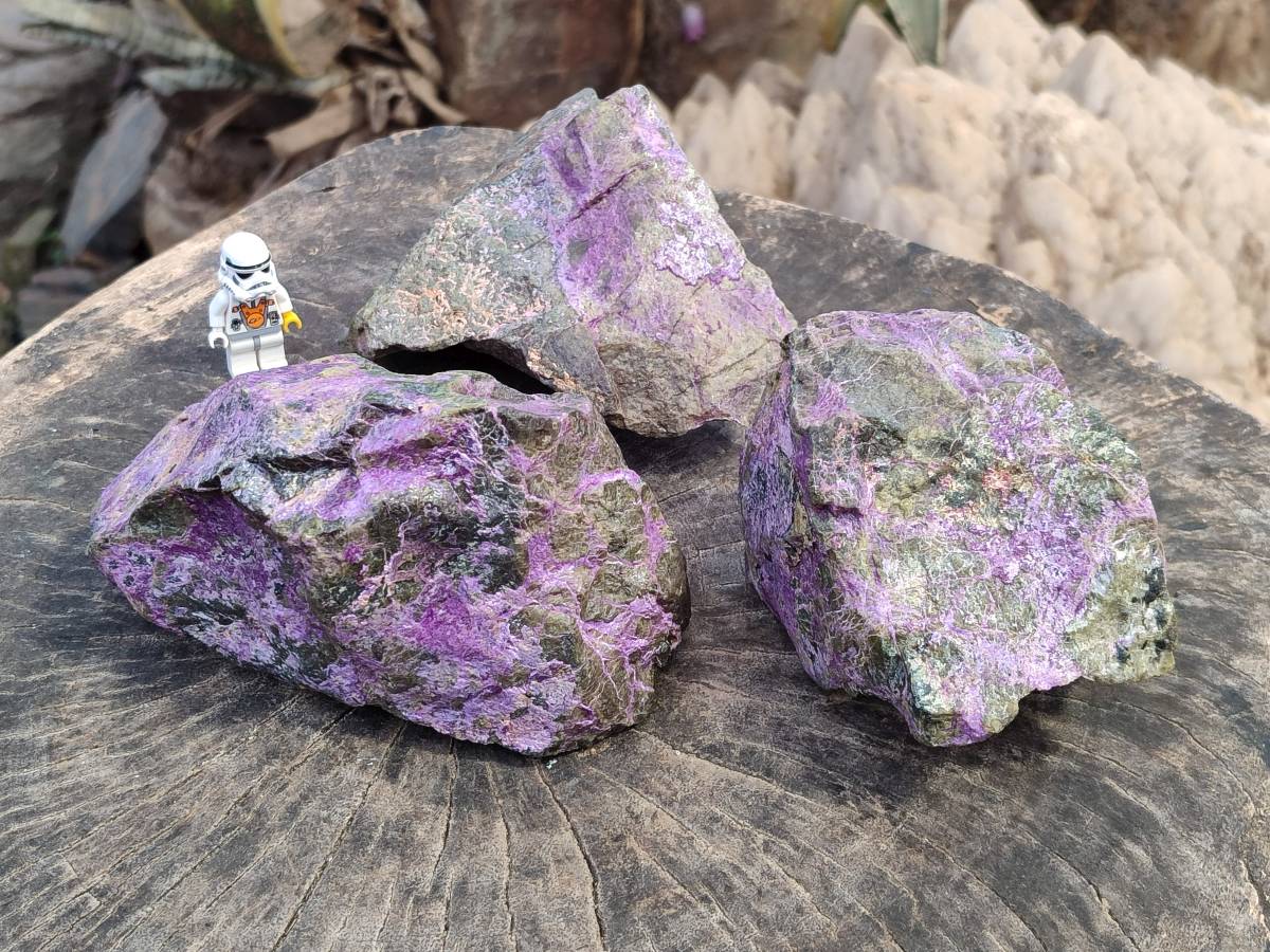 Natural Stichtite Specimens x 3 From Barberton, South Africa - Toprock Gemstones and Minerals 