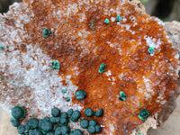 Natural Ball Malachite and Drusy Quartz On Dolomite Matrix Specimens x 2 From Kambove, Congo
