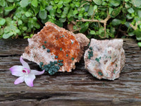 Natural Ball Malachite and Drusy Quartz On Dolomite Matrix Specimens x 2 From Kambove, Congo