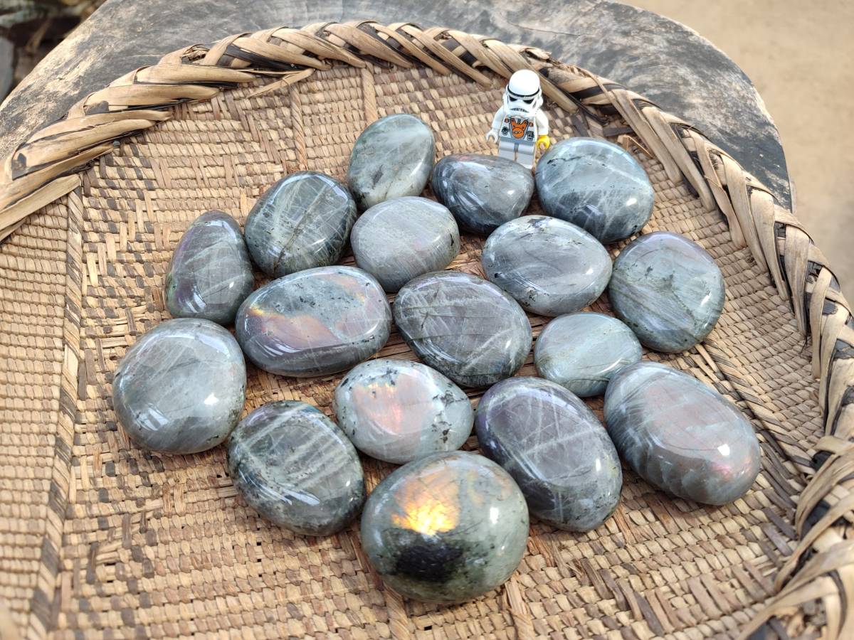 Polished Labradorite Palm Stones x 20 From Tulear, Madagascar - Toprock Gemstones and Minerals 