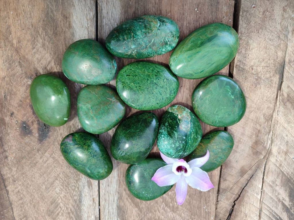 Polished Verdite Palm Stones x 12 From Zimbabwe - Toprock Gemstones and Minerals 