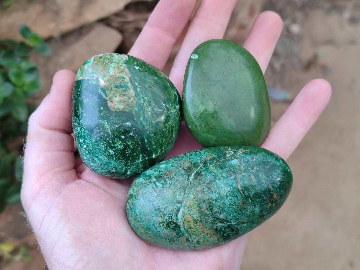 Polished Verdite Palm Stones x 12 From Zimbabwe - Toprock Gemstones and Minerals 