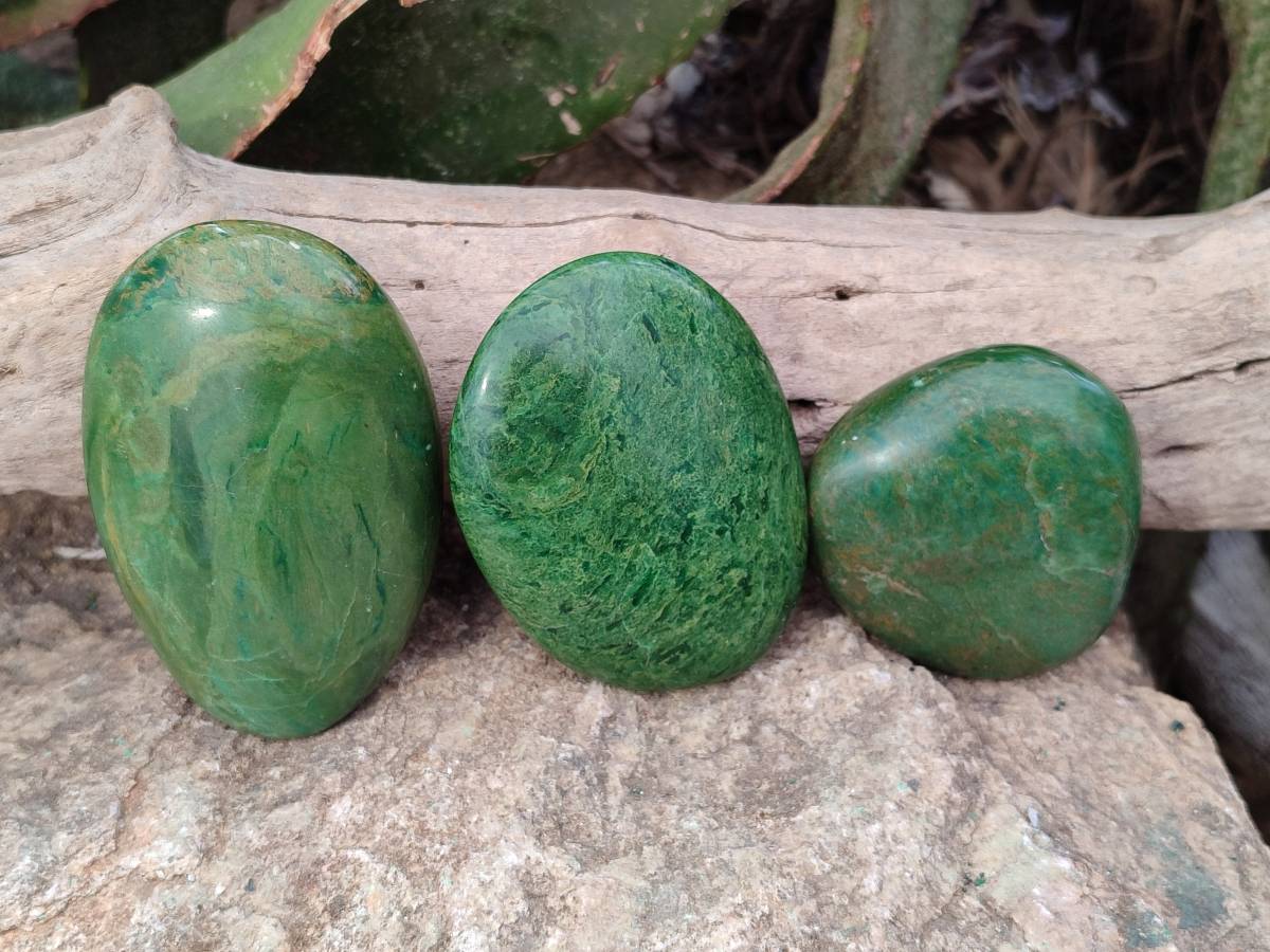 Polished Verdite Palm Stones x 12 From Zimbabwe - Toprock Gemstones and Minerals 