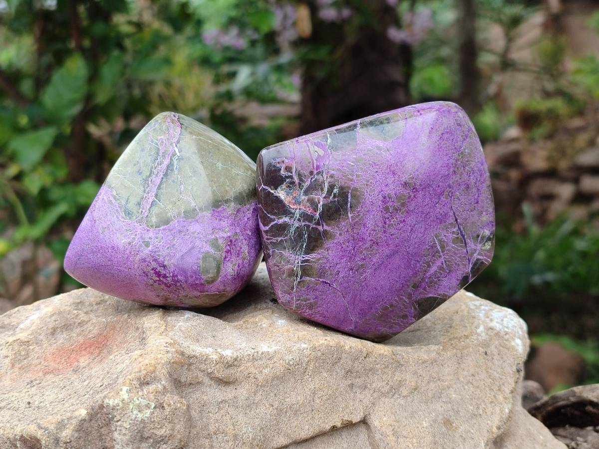 Polished Stichtite Free Forms x 4 From Barberton, South Africa - Toprock Gemstones and Minerals 