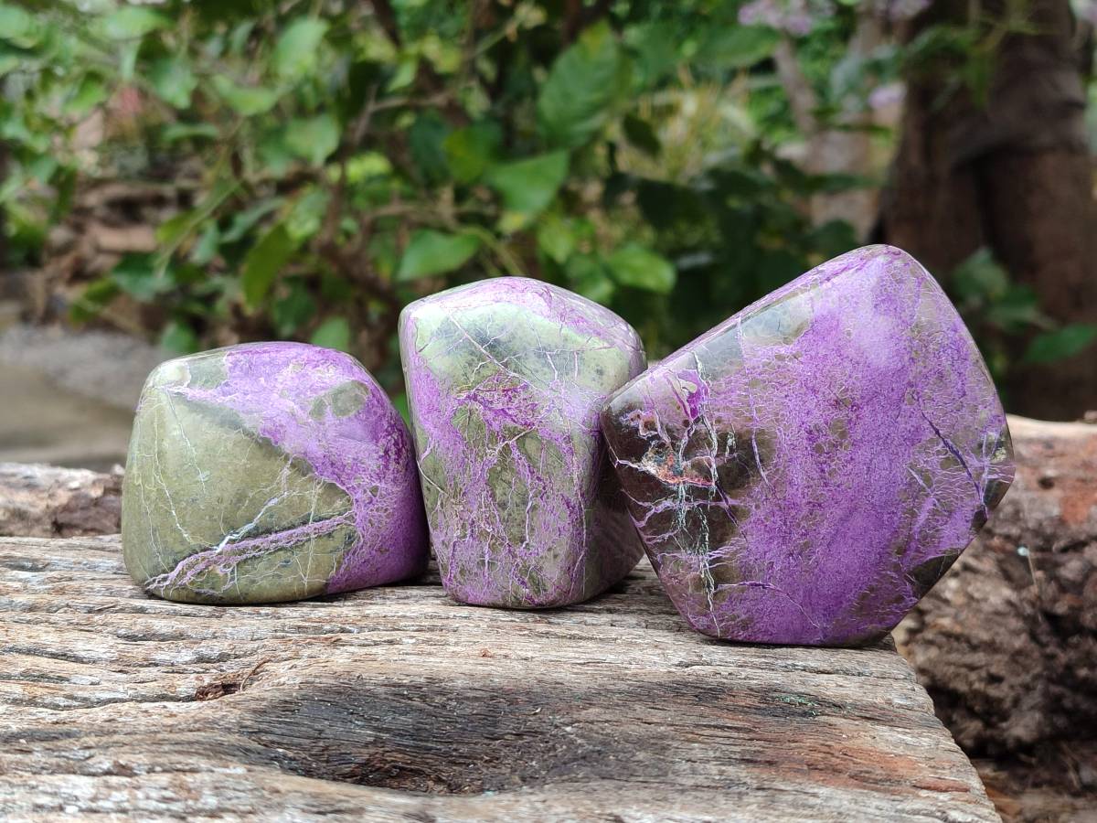 Polished Stichtite Free Forms x 4 From Barberton, South Africa - Toprock Gemstones and Minerals 